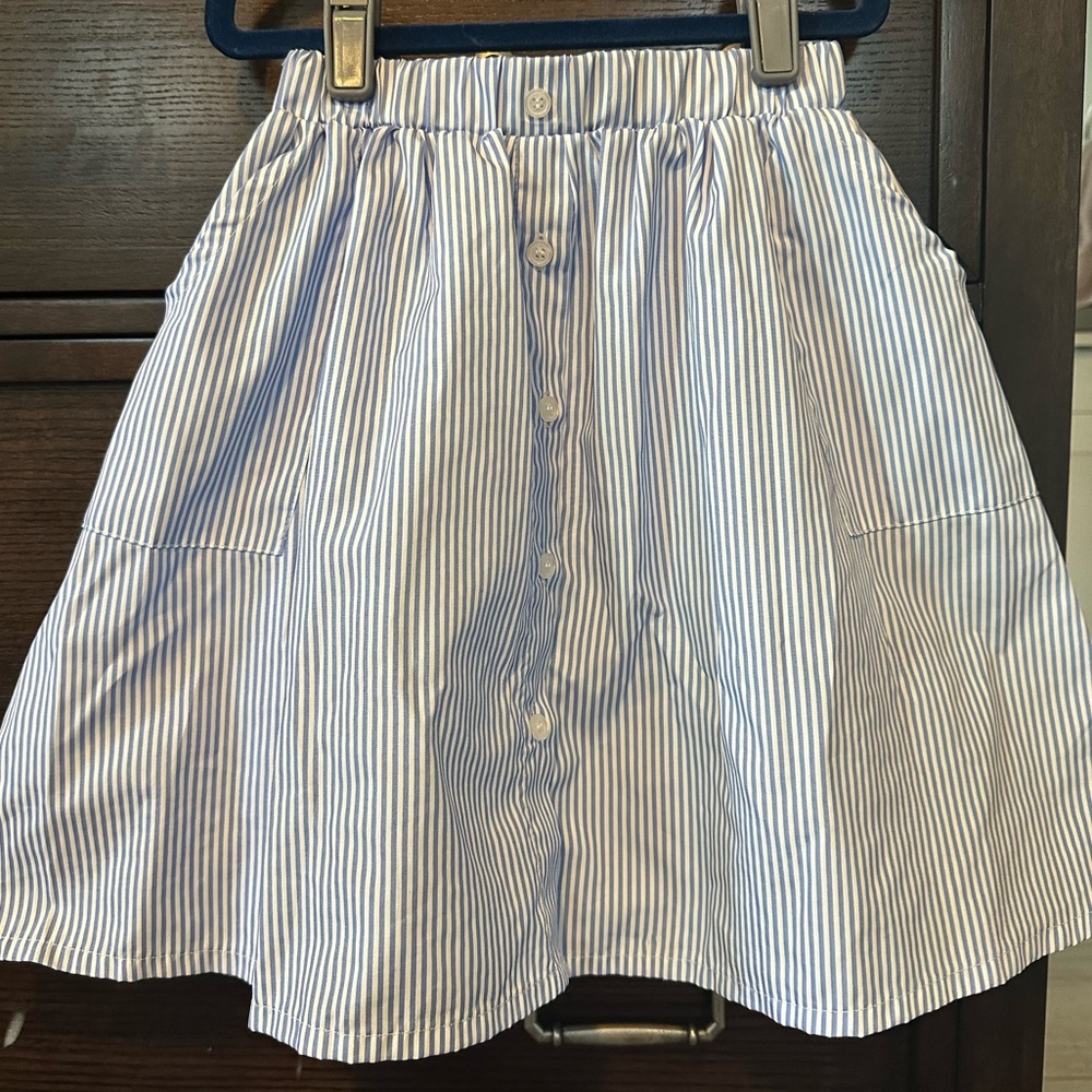 Girls blue and white striped skirt